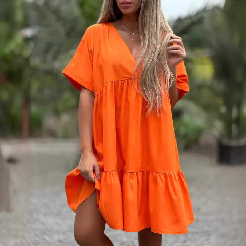 💥Limited time 50% off🔥V Neck Ruffle Hem Babydoll Dress