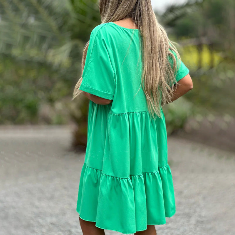 💥Limited time 50% off🔥V Neck Ruffle Hem Babydoll Dress