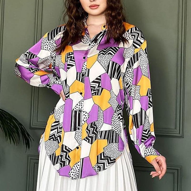 🔥Limited time 50% off🔥Muslim Style Print Shirt and Pleated Long Skirt Set