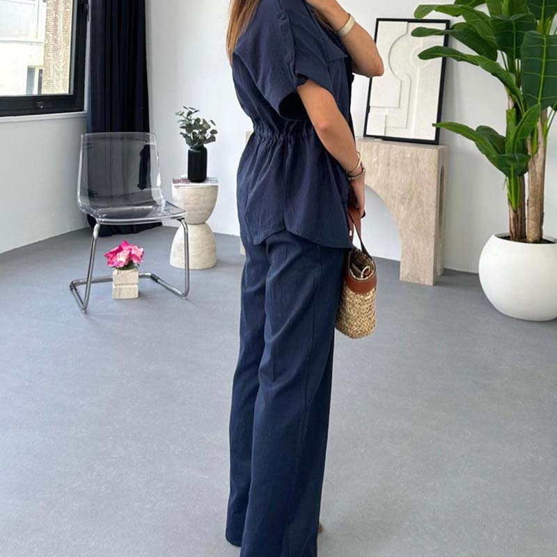 💥Limited time 50% OFF 💕Women's linen workwear drawstring casual work pants two-piece set