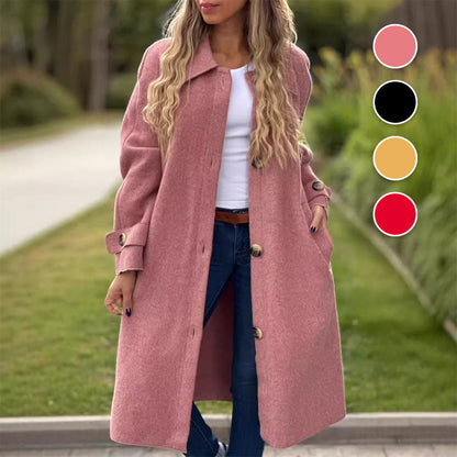 🍁Autumn New Releases🍁Wrap you in warmth-Women's Button-Down Long Solid Color Coat