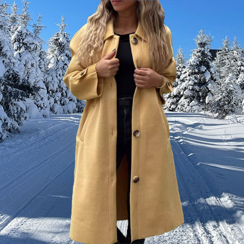 🍁Autumn New Releases🍁Wrap you in warmth-Women's Button-Down Long Solid Color Coat