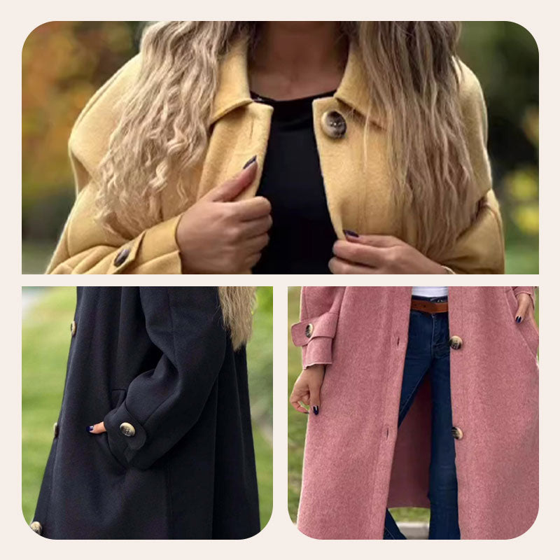 🍁Autumn New Releases🍁Wrap you in warmth-Women's Button-Down Long Solid Color Coat