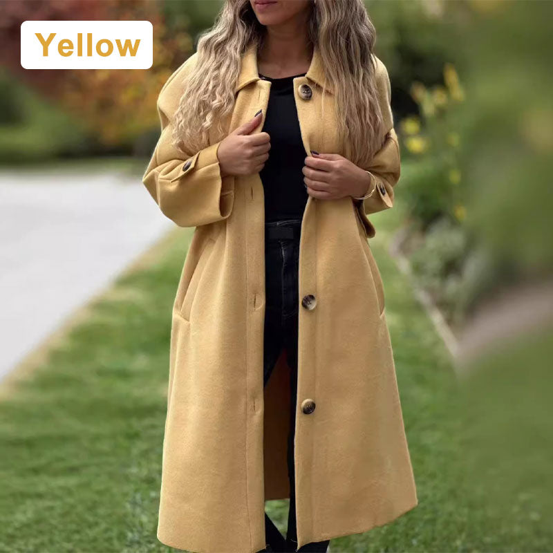 🍁Autumn New Releases🍁Wrap you in warmth-Women's Button-Down Long Solid Color Coat