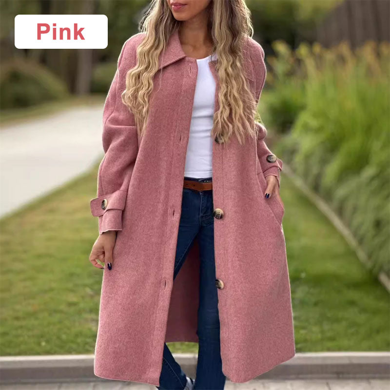 🍁Autumn New Releases🍁Wrap you in warmth-Women's Button-Down Long Solid Color Coat