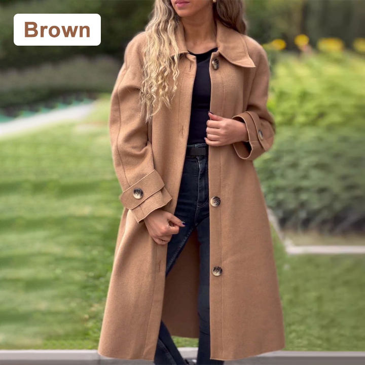 🍁Autumn New Releases🍁Wrap you in warmth-Women's Button-Down Long Solid Color Coat