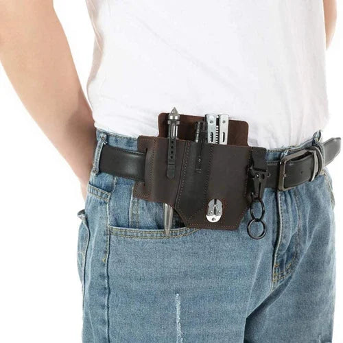 Tactical leather multi-tool belt bag