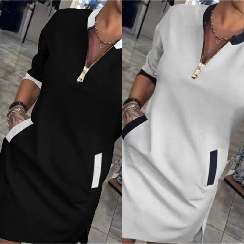 Women’s Trendy Casual V Neck 3/4 Sleeve Dress