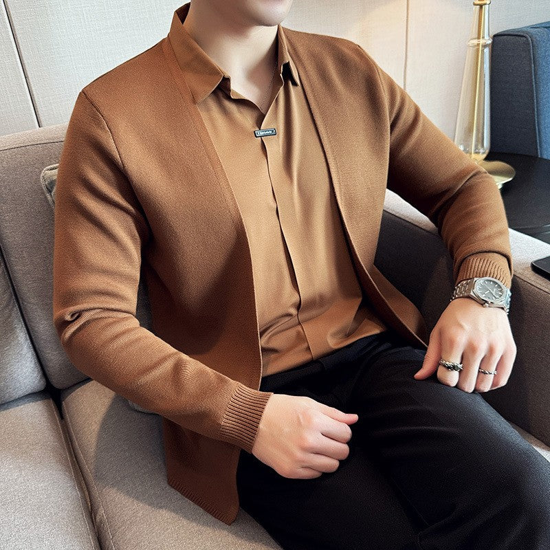 ✨New Arrival✨Men's Casual Solid Color Faux 2-Piece Top