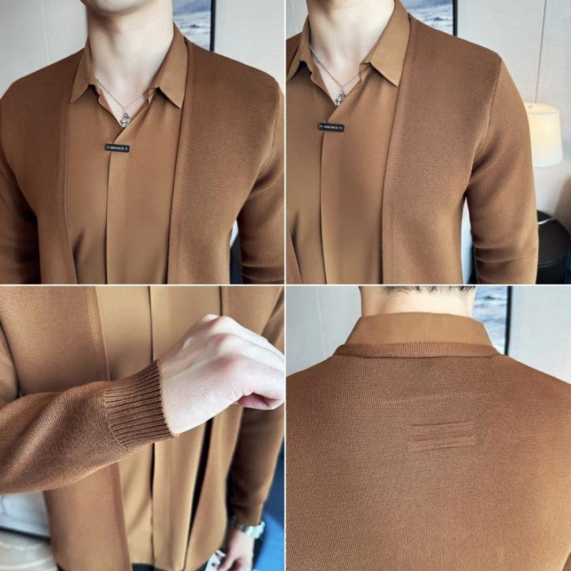 ✨New Arrival✨Men's Casual Solid Color Faux 2-Piece Top