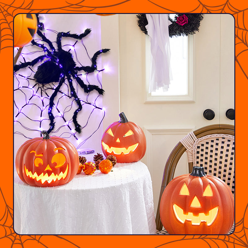 Halloween Black Spider Decoration with Light