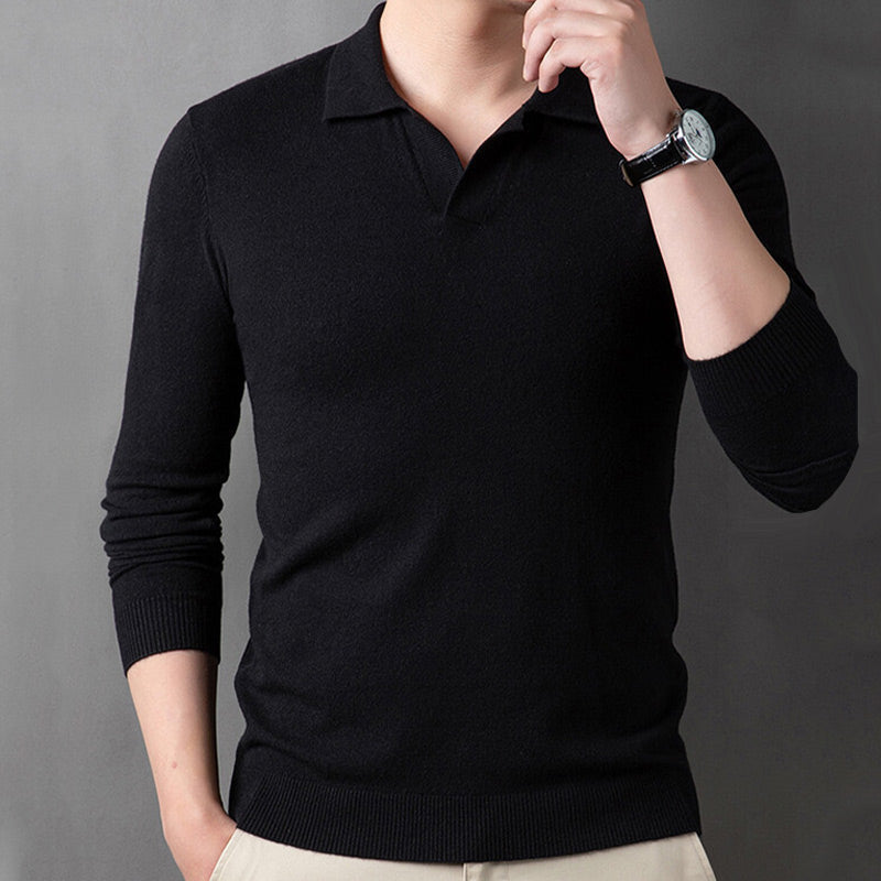 ⏳Cold Weather Coming🌸Men's Soft Pullover Sweater with Lapel Collar