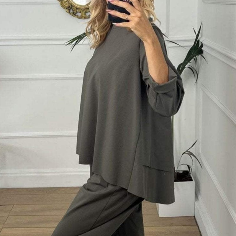 🔥Limited Time 50% OFF🔥Women's Casual Solid Color Long Sleeve 2 Piece Set