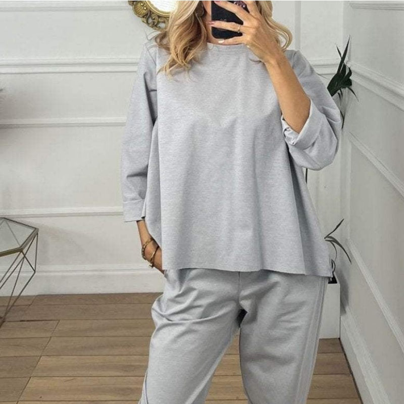 🔥Limited Time 50% OFF🔥Women's Casual Solid Color Long Sleeve 2 Piece Set