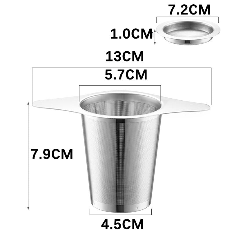 304 Stainless Steel Tea Filter with Double Handles & Lid