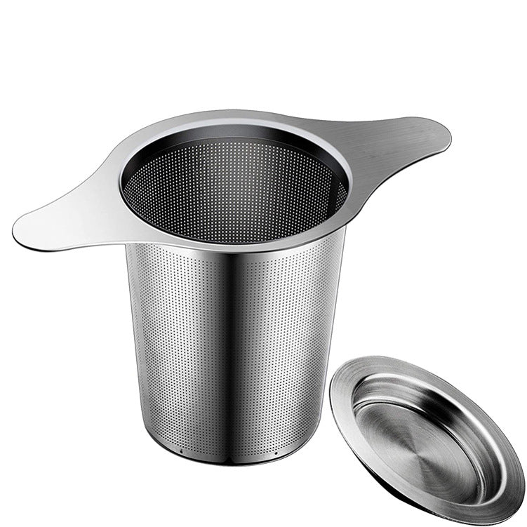 304 Stainless Steel Tea Filter with Double Handles & Lid