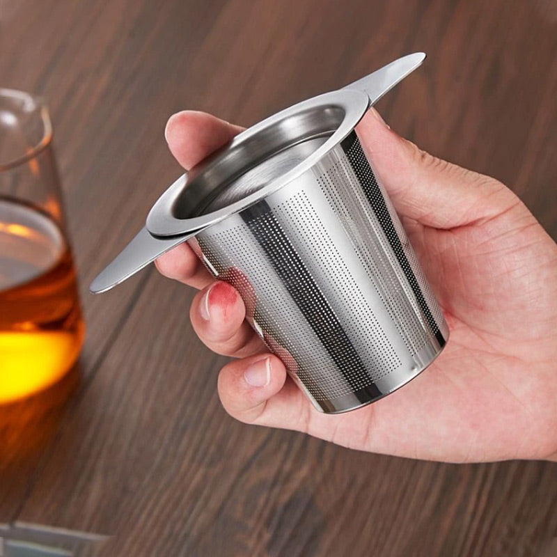 304 Stainless Steel Tea Filter with Double Handles & Lid